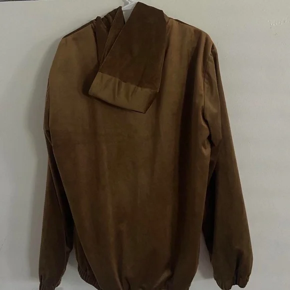 Brown indie soft fuzzy longsleeve hipster hoodie brown zip up y2k vintage jacket - Picture 10 of 15